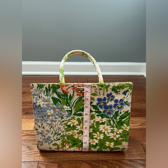 Vintage 60’s Margaret Smith Beautifully Floral Cotton Top Handle Purse - Picture 15 of 16